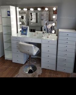 Brand New GLAM3- White Frameless Vanity Set