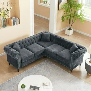 62.5" Dark Gray Flannelette 2-Piece Couch Living Room Sofa Set