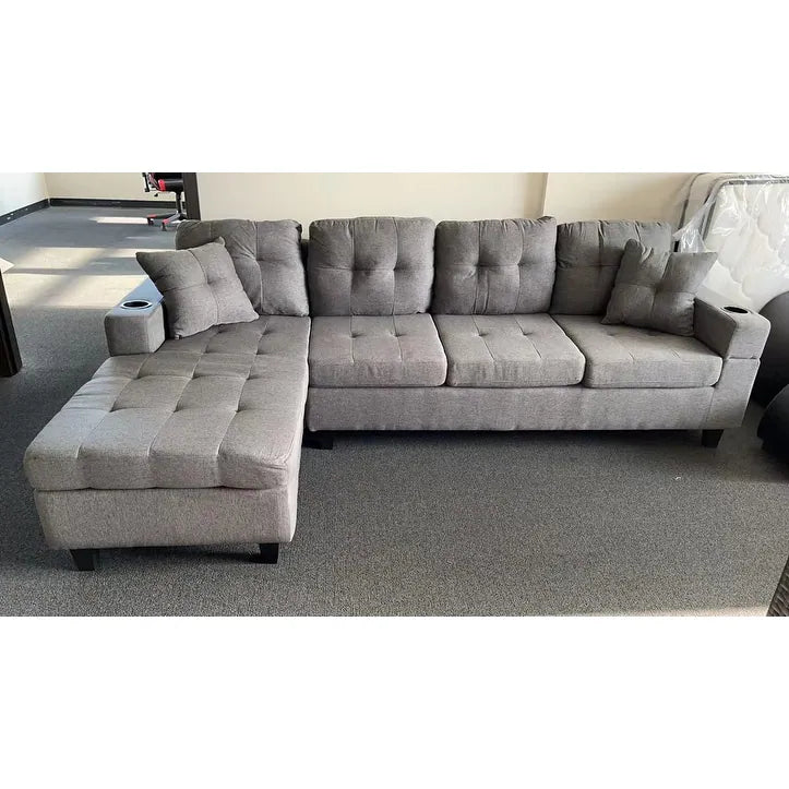 Grey Linen 3-Piece Couch Living Room Sofa Set