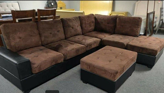 PU-Heights Reversible Sectional + Ottoman Set