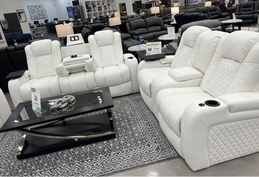 White Breathing Leather  Living Room Recliner Sofa