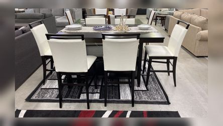 Tommy White - Counter Height Table & 6 Chairs Set