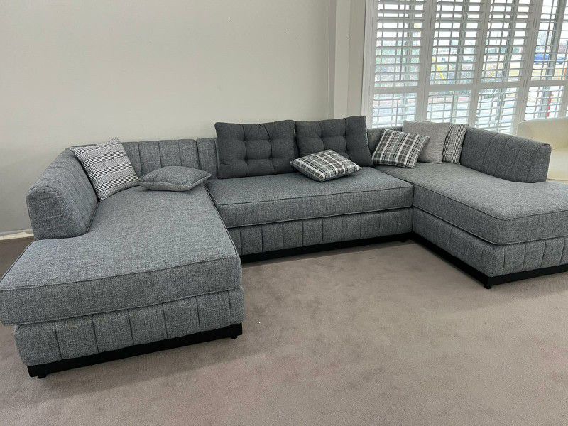 Grayson Gray Linen Double Chaise Sectional