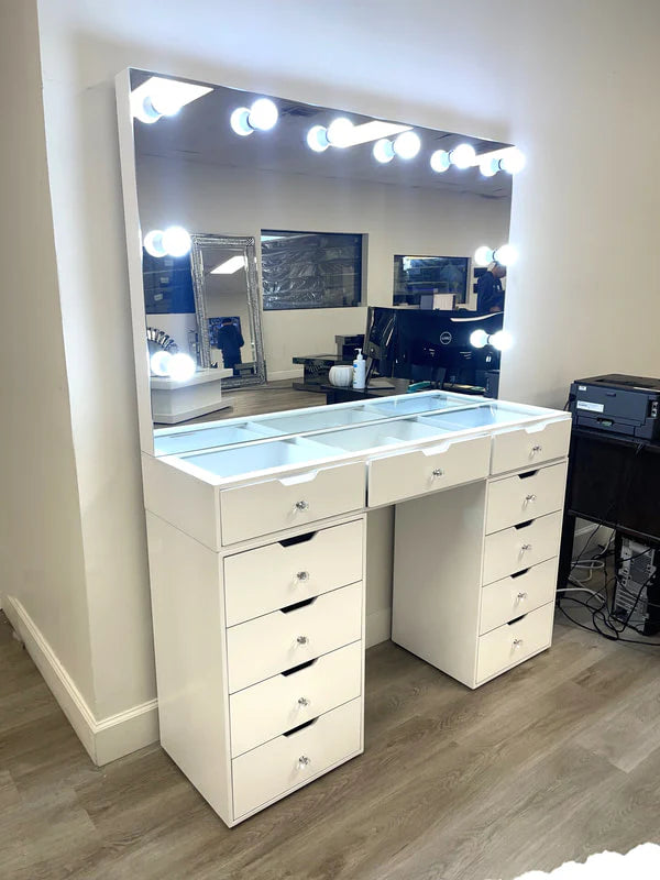 Brand New GLAM3- White Frameless Vanity Set