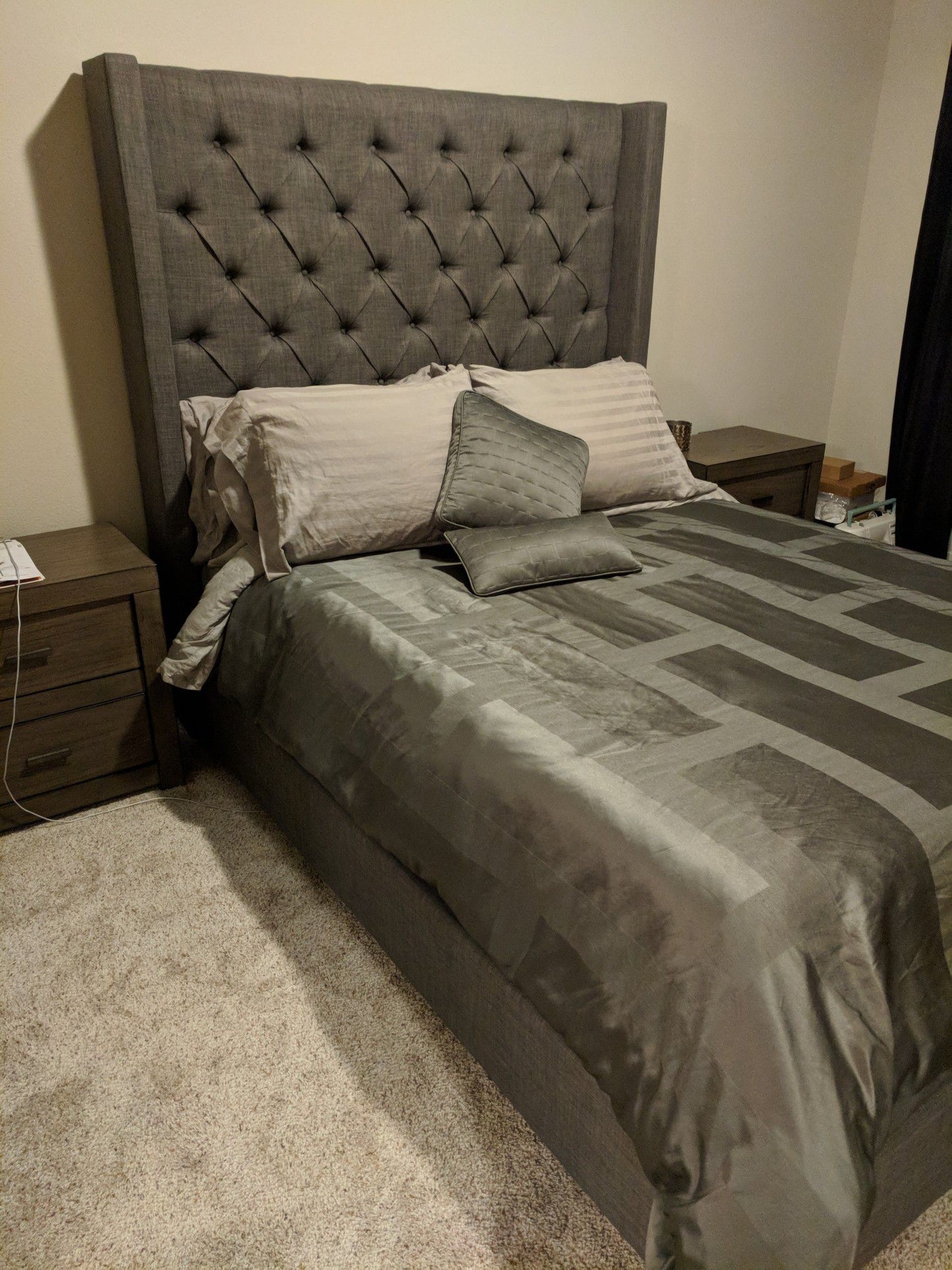 Vintasso Charcoal king Upholstered Bed